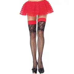 JACQUARD INDUSTRIAL NET THIGH HIGH STOCKINGS