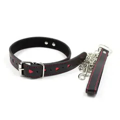 COLLAR AND LEASH WITH HEARTS