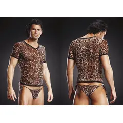 BLUE LINE V-NECK TEE SHIRT LEOPARD