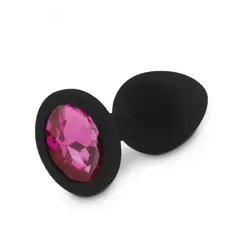 RELAXXXX DIAMOND SILICONE PLUG BLACK/PINK MEDIUM