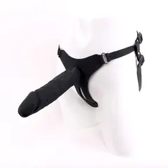 SILICONE BIG BLACK STRAP-ON DILDO