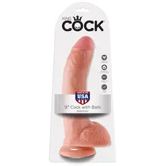 KING COCK WITH BALLS 9" -FLESH