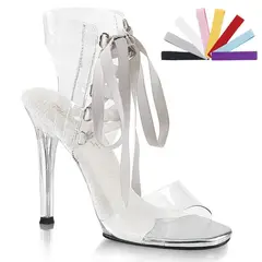 FABULICIOUS HIGH HEELS LACE UP SANDAL TRANSPARENT WITH 8 LACES