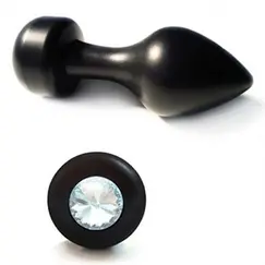 ALUMINUM BUTT PLUG JEWELRY CRYSTAL BLACK