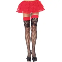 JACQUARD INDUSTRIAL NET THIGH HIGH STOCKINGS