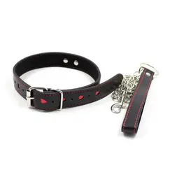 COLLAR AND LEASH WITH HEARTS