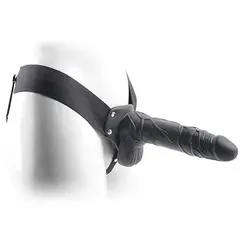 REAL RAPTURE HOLLOW STRAP ON 8  BLACK  WITH BALLS