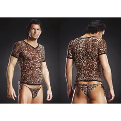 BLUE LINE V-NECK TEE SHIRT LEOPARD