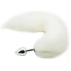 FOX TAIL METAL ANAL PLUG WHITE