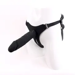 SILICONE BIG BLACK STRAP-ON DILDO