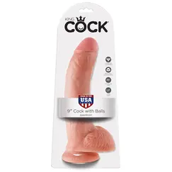 KING COCK WITH BALLS 9" -FLESH