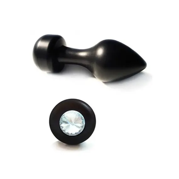 ALUMINUM BUTT PLUG JEWELRY CRYSTAL BLACK