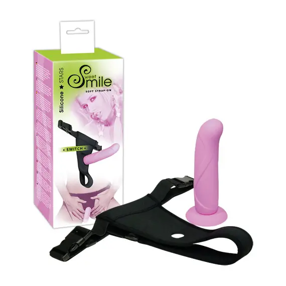 SWEET SMILE SILICONE STRAP-ON PINK/BLACK