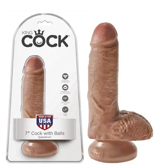 KING COCK WITH BALLS 7" -TAN