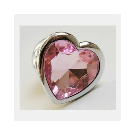 HEART METAL BUTT PLUG BIG WITH CRYSTAL