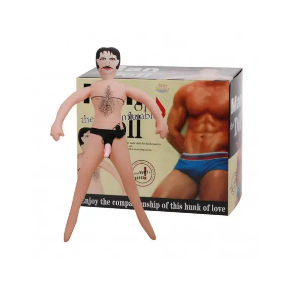 INFLATABLE MALE DOLL WITH STRAP-ON DILDO FLESH