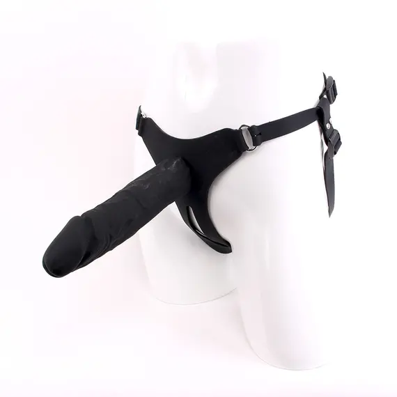 SILICONE BIG BLACK STRAP-ON DILDO