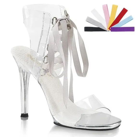 FABULICIOUS HIGH HEELS LACE UP SANDAL TRANSPARENT WITH 8 LACES