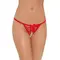 RED LACE THONG WITH OPEN CROTCH AND BOW